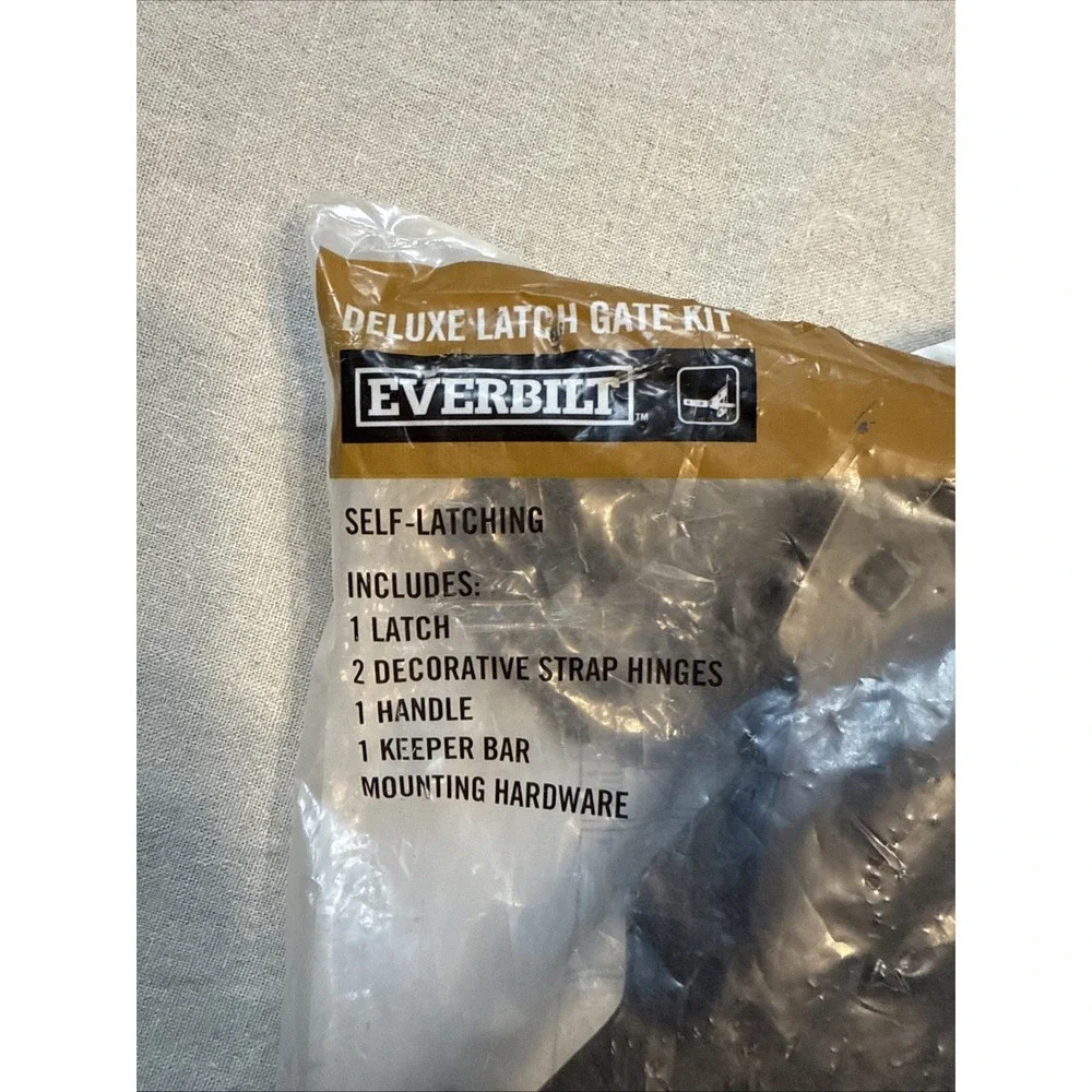 Everbilt Deluxe Latch Gate Kit Self Latching Black Finish 8 in Hinges - Picture 2 of 7